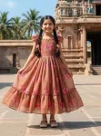1FANCY CHANDERI FLORAL PRINTED WORK KID’S GOWN FESTIVE WEAR WHOLESALE PRICE ETHNIC GARMENT (10)