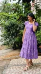 FANCY COTTON EMBROIDERY WORK ONE PIECE PURPLE