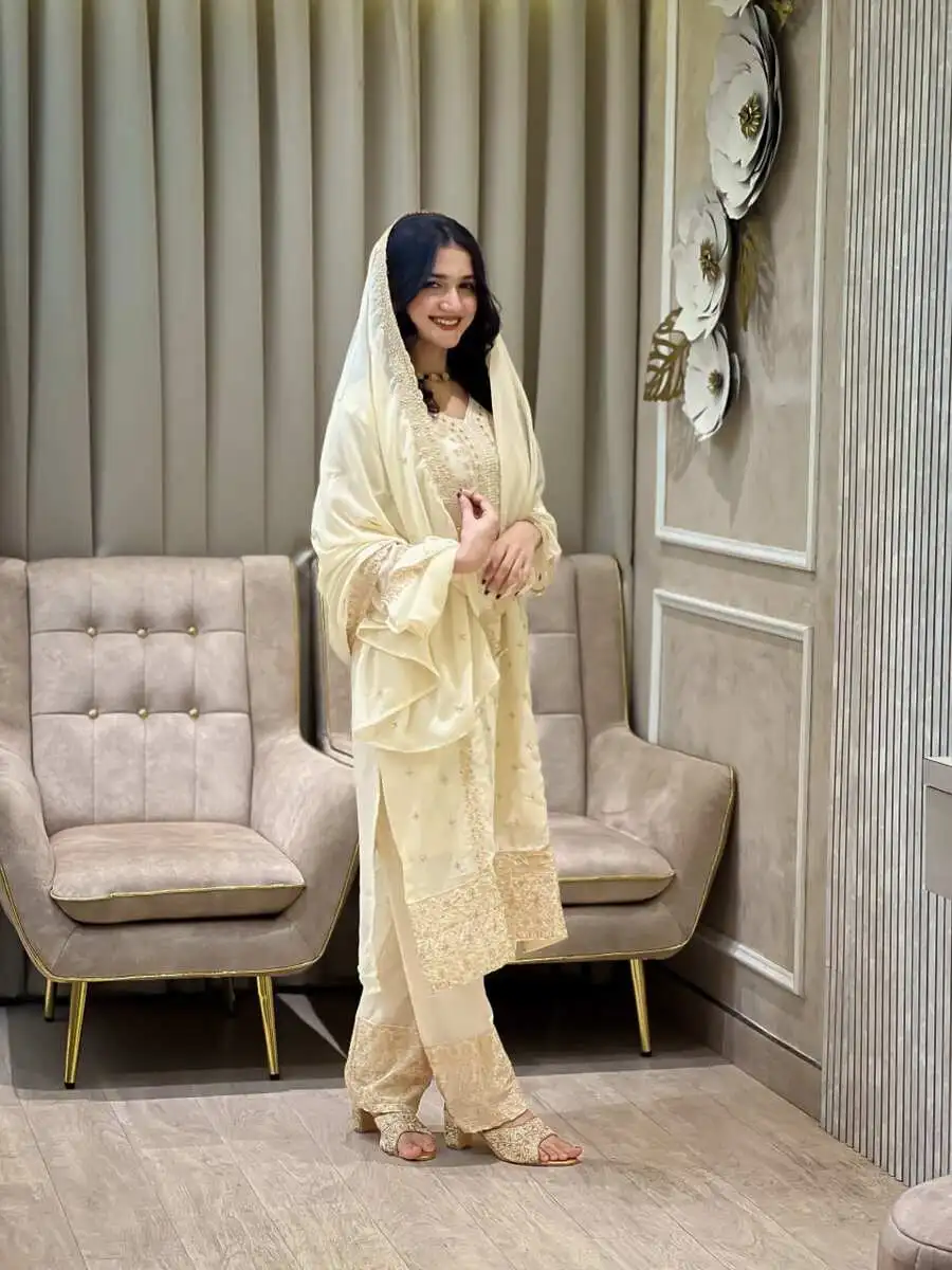 1FANCY GEORGETTE EMBROIDERY SEQUENCE WORK TOP BOTTOM WITH DUPATTA FESTIVE WEAR WHOLESALE PRICE ETHNIC GARMENT (5)