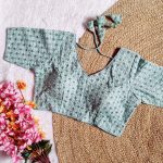 FANCY GEORGETTE SEQUENCE WORK  STITCHED BLOUSE GREY