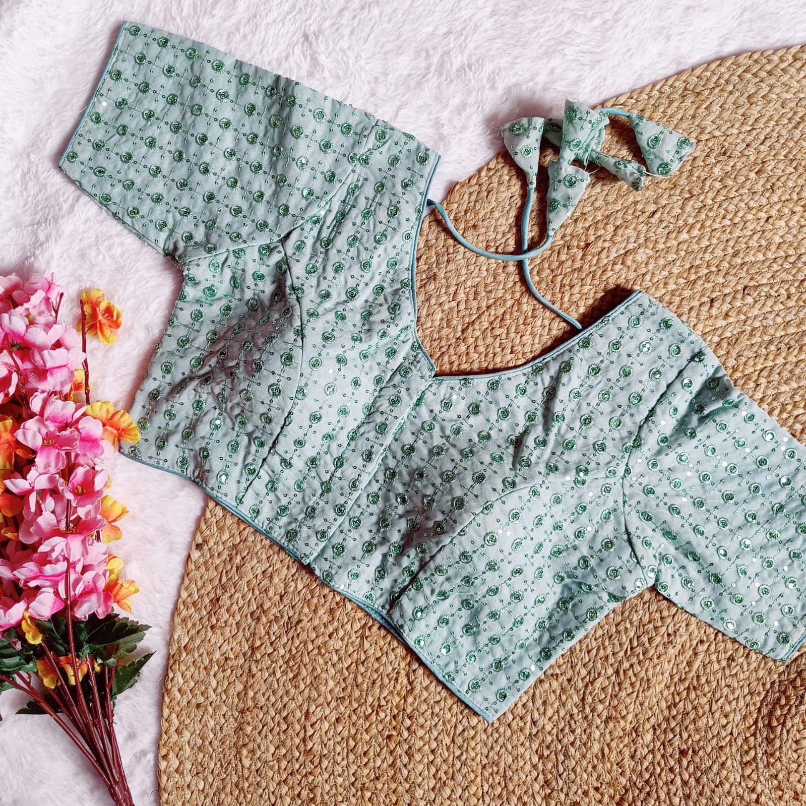 1FANCY GEORGETTE SEQUENCE WORK STITCHED BLOUSE WEDDING WEAR WHOLESALE PRICE ETHNIC GARMENT (6)