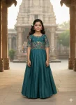 1FANCY GEORGETTE SILK EMBROIDERY AND HAND WORK KID’S GOWN FESTIVE WEAR WHOLESALE PRICE ETHNIC GARMENT (10)