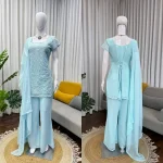 1FANCY GEORGETTE THREAD WITH SEQUENCE WORK TOP PALAZZO WITH DUPATTA WEDDING WEAR WHOLESALE PRICE ETHNIC GARMENT (21)