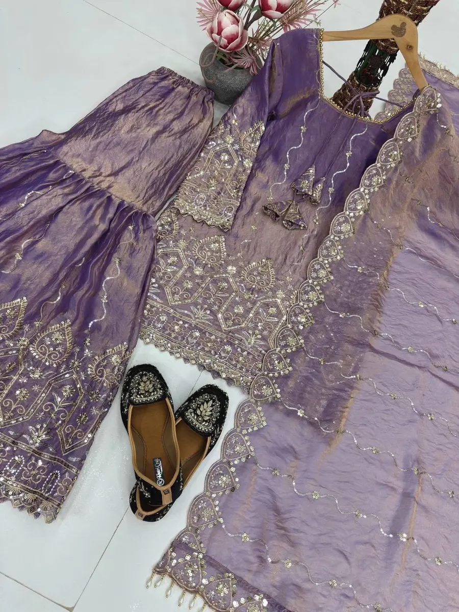 1FANCY NC SATIN EMBROIDERY SEQUENCE WORK TOP SHARARA WITH DUPATTA FESTIVE WEAR WHOLESALE PRICE ETHNIC GARMENT (6)