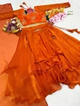 1FANCY SPACE SILK SEQUENCE EMBROIDERY WORK LEHENGA BLOUSE WITH EXTRA FRILLS AND DUPATTA PARTY WEAR WHOLESALE PRICE ETHNIC GARMENT (3)