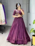 1FANCY VICHITRA PLAIN WITH PLEATING WORK LEHENGA WITH EMBROIDERED BLOUSE AND KOTI PARTY WEAR WHOLESALE PRICE ETHNIC GARMENT (26)