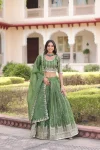 MODERN GOLD CRUSH SEQUENCE & ZARI EMBROIDERY WORK LEHENGA CHOLI WITH DUPATTA PISTA