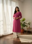 MODERN KATHA COTTON BEAUTIFUL PATTERN WORK KURTI PINK