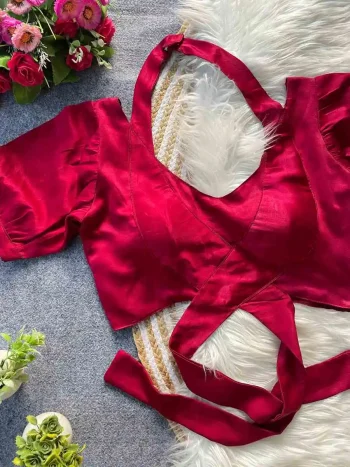 MODERN MALAI SATIN PLAIN STITCHED BLOUSE RANI