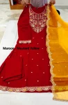 1MODERN ROMAN SILK EMBROIDERY JARI AND RESHAM THREAD WORK TOP BOTTOM WITH DUPATTA FESTIVE WEAR WHOLESALE PRICE ETHNIC GARMENT (12)