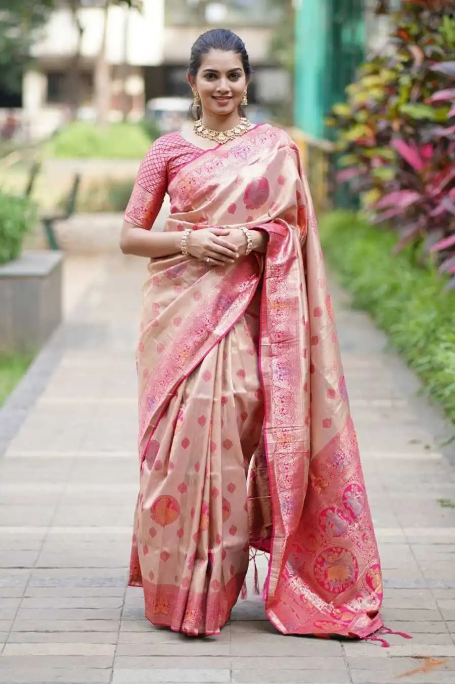 1MODERN SOFT SILK NYLON ZARI WAVING WITH MEENA KARI BORDER , 3D PALLU WORK SAREE WITH UNSTITCHED BLOUSE FESTIVE WEAR WHOLESALE PRICE ETHNIC GARMENT (4).webp