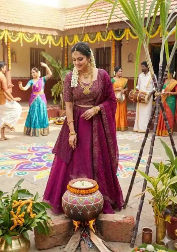 MODERN SPACE SILK SEQUENCE EMBROIDERY WORK LEHENGA CHOLI DUPATTA WITH EXTRA FRILL WINE