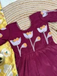 1MODERN VICHITRA SILK HAND PAINTED WHIT MAGGAM WORK KID’S GOWN WITH DUPATTA FESTIVE WEAR WHOLESALE PRICE ETHNIC GARMENT (21)