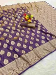 NEW ARRIVAL BANARASI SILK GOLDEN ZARI BUTTI WEAVING WORK SAREE WITH UNSTITCHED BLOUSE WINE
