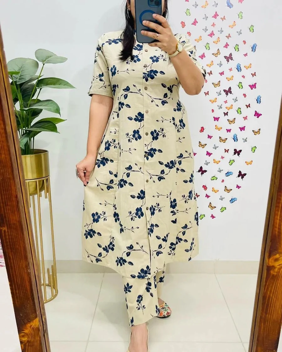 1NEW ARRIVAL COTTON BLEND PRINTED WORK TOP BOTTOM SET DAILY WEAR WHOLESALE PRICE ETHNIC GARMENT (23)