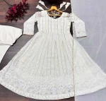 1NEW ARRIVAL FAUX BLOOMING SEQUENCE & MULTI THREAD ZARI WORK ANARKALI GOWN BOTTOM WITH DUPATTA FESTIVE WEAR WHOLESALE PRICE ETHNIC GARMENT (12)