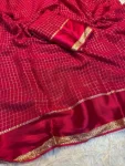 1NEW ARRIVAL GEORGETTE CHECKS WEAVING AND STUNNING SATIN PATTA BORDER WORK SAREE WITH UNSTITCHED BLOUSE FESTIVE WEAR WHOLESALE PRICE ETHNIC GARMENT (18)