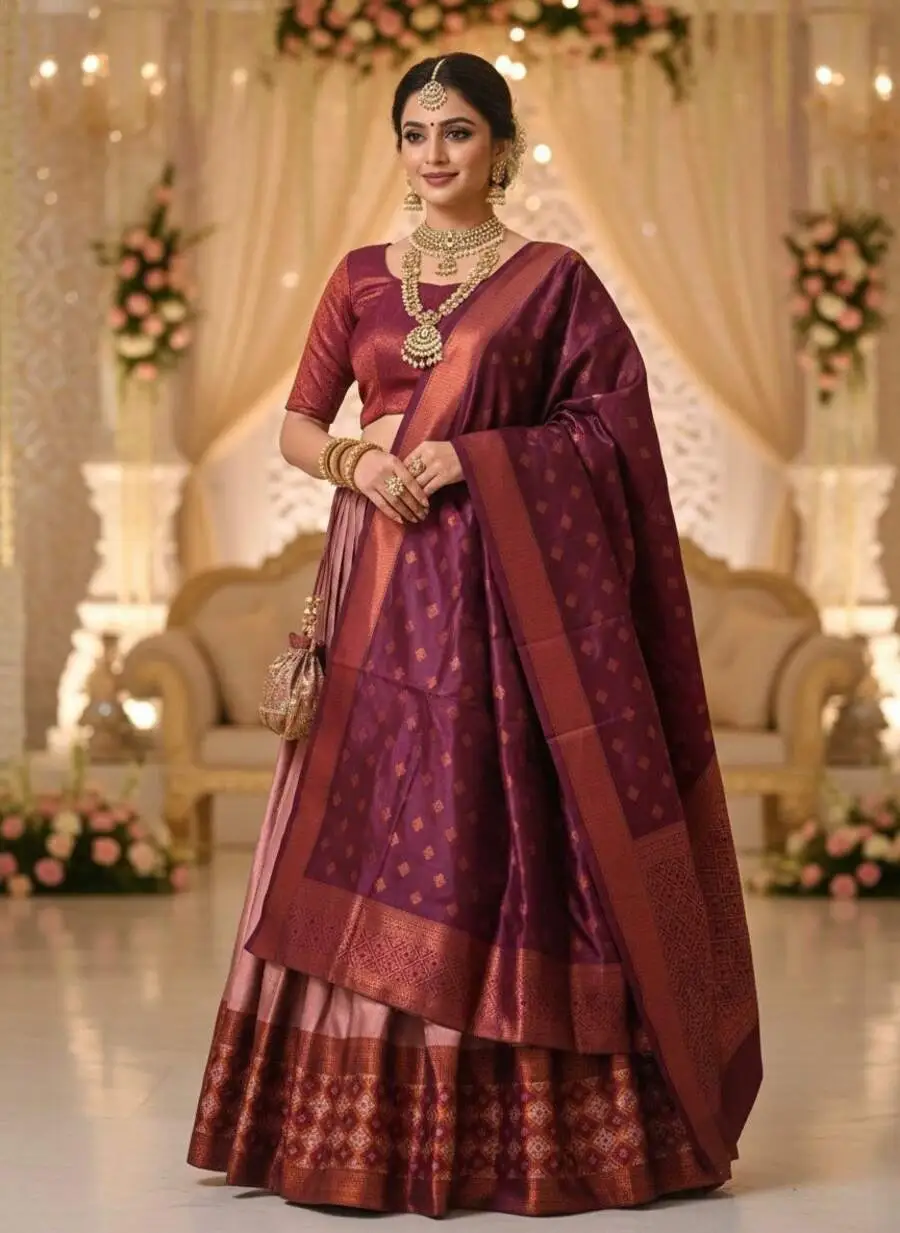 1NEW ARRIVAL KANJIVARAM SILK ZARI WEAVING WORK STITCHED LEHENGA UNSTITCHED CHOLI WITH DUPATTA FESTIVE WEAR WHOLESALE PRICE ETHNIC GARMENT (8)