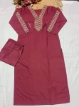 1NEW ARRIVAL SLUB COTTON EMBROIDERY WORK TOP PENT SET DAILY WEAR WHOLESALE PRICE ETHNIC GARMENT (6)