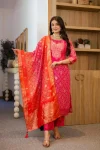 RICH LOOK CHANDERI COTTON WEAVING WORK TOP BOTTOM WITH DUPATTA  PINK