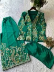 1RICH LOOK CHINON BLOUSE KOTI WITH PALAZZO SEQUENCE EMBROIDERY WORK PARTY WEAR WHOLESALE PRICE ETHNIC GARMENT (23)