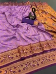 RICH LOOK PAITHANI SILK ZARI WEAVING WORK SAREE WITH UNSTITCHED BLOUSE LAVENDER