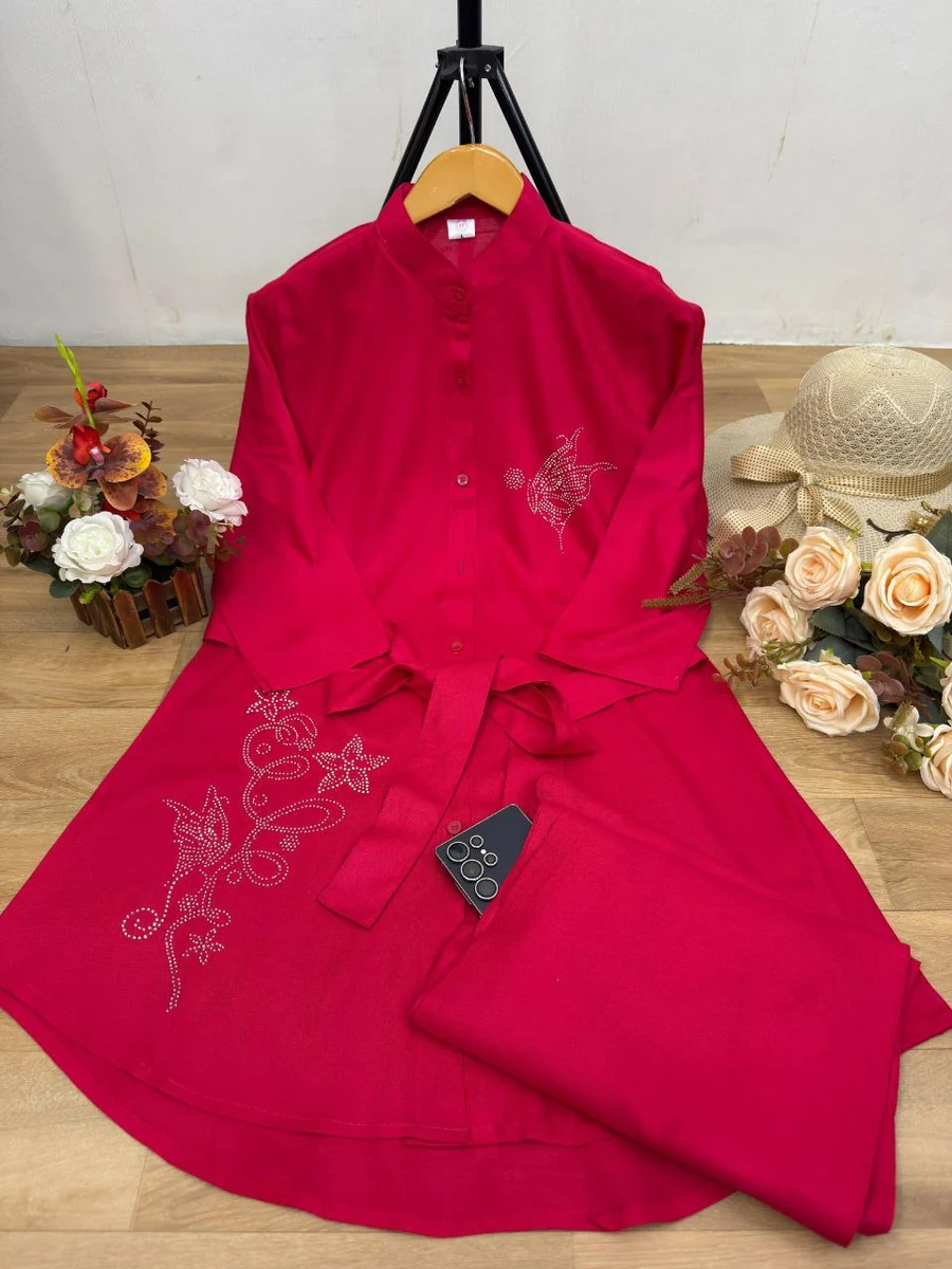 1RICH LOOK RAYON DIAMOND WORK WITH FANCY BELT AND KURTI PALAZZO SET OFFICE WEAR WHOLESALE PRICE ETHNIC GARMENT (4)