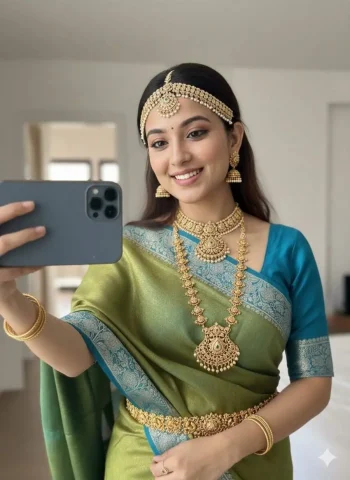 RICH LOOK SPACE SILK ZARI BORDER WEAVING WORK SAREE WITH UNSTITCHED BLOUSE GREEN