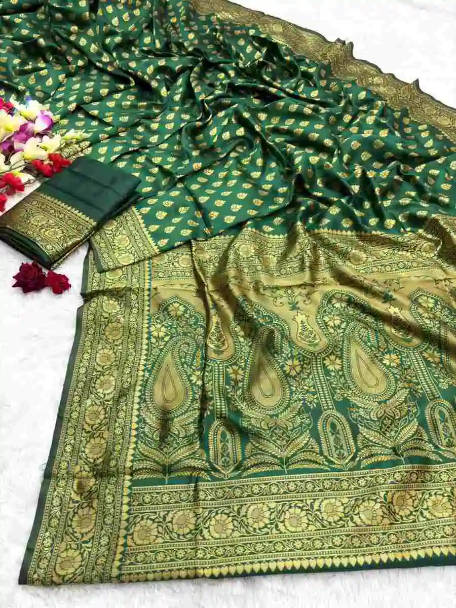 1TRENDING LICHI SILK RICH PALLU & JACQUARD WORK SAREE WITH UNSTITCHED BLOUSE DAILY WEAR WHOLESALE PRICE ETHNIC GARMENT (13)
