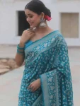 1TRENDING LICHI SILK RICH PALLU & JACQUARD WORK SAREE WITH UNSTITCHED BLOUSE FESTIVE WEAR WHOLESALE PRICE ETHNIC GARMENT (17)