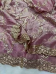 1TRENDING SPACE SILK SEQUENCE EMBROIDERY WORK SAREE WITH UNSTITCHED BLOUSE WEDDING WEAR WHOLESALE PRICE ETHNIC GARMENT (4)