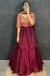 TRENDING SPACE SILK THREAD & SEQUENCE WORK LEHENGA CHOLI WITH DUPATTA WINE