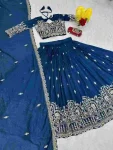 20RICH LOOK VICHITRA SILK EMBROIDERY THREAD & SEQUENCE WORK LEHENGA CHOLI WITH DUPATTA WEDDING WEAR WHOLESALE PRICE ETHNIC GARMENT (19)