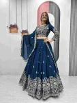20RICH LOOK VICHITRA SILK EMBROIDERY THREAD & SEQUENCE WORK LEHENGA CHOLI WITH DUPATTA WEDDING WEAR WHOLESALE PRICE ETHNIC GARMENT (19)
