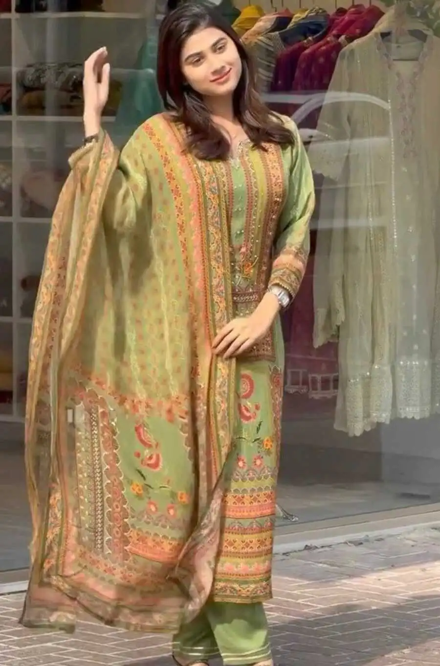 21FANCY GEORGETTE DIGITAL PRINT WITH VAL HAND WORK TOP BOTTOM WITH DUPATTA FESTIVE WEAR WHOLESALE PRICE ETHNIC GARMENT (3)