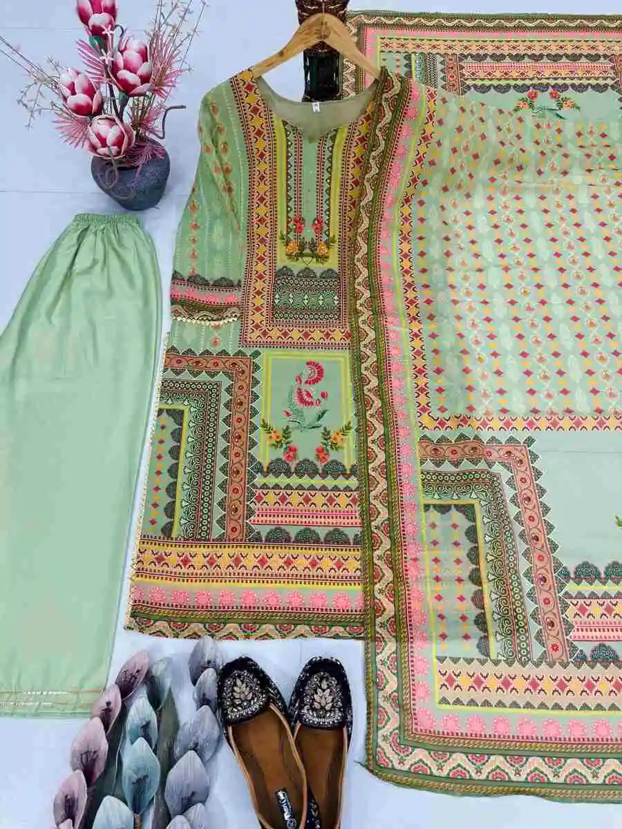 21FANCY GEORGETTE DIGITAL PRINT WITH VAL HAND WORK TOP BOTTOM WITH DUPATTA FESTIVE WEAR WHOLESALE PRICE ETHNIC GARMENT (5)