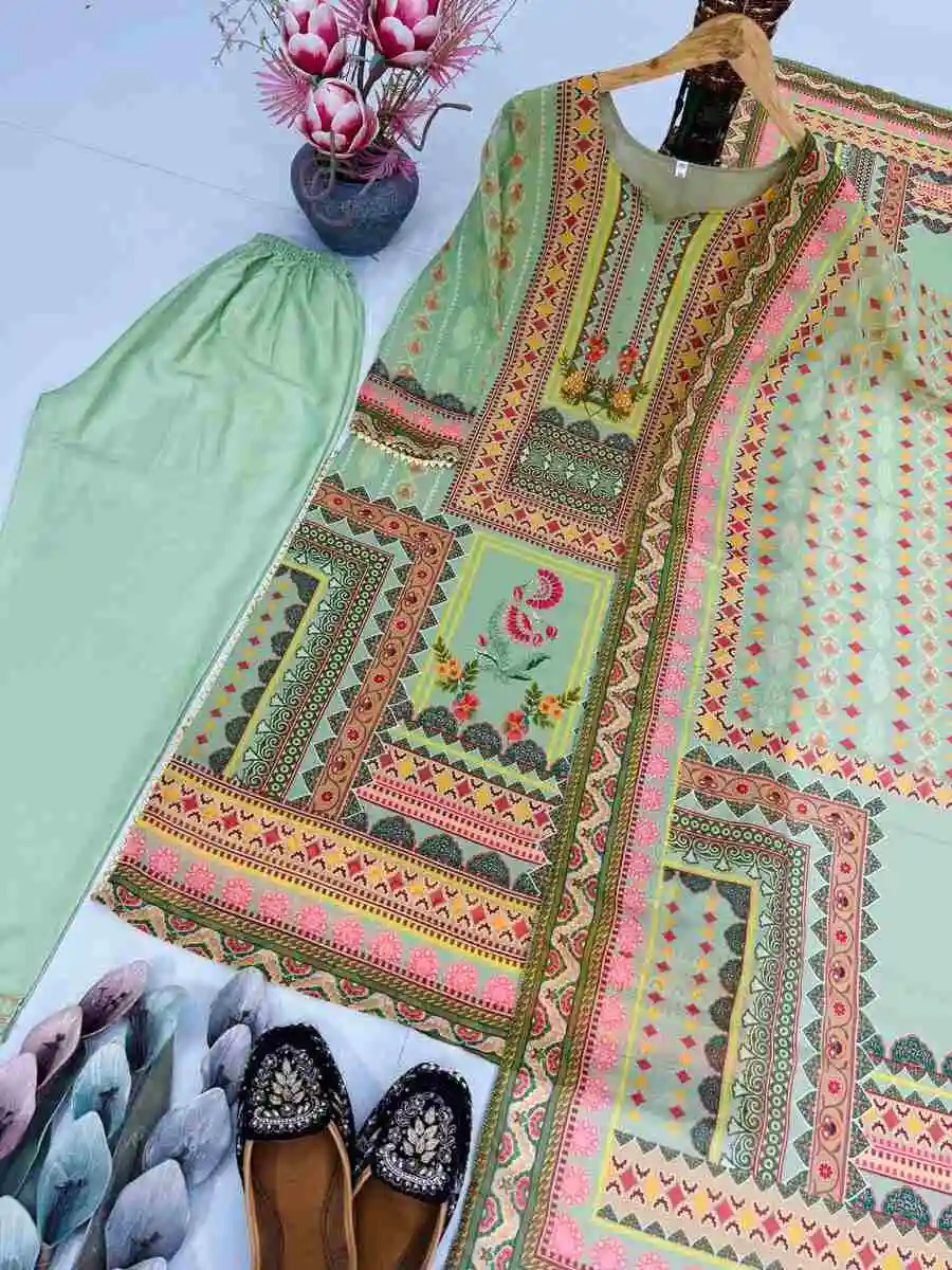 21FANCY GEORGETTE DIGITAL PRINT WITH VAL HAND WORK TOP BOTTOM WITH DUPATTA FESTIVE WEAR WHOLESALE PRICE ETHNIC GARMENT (6)