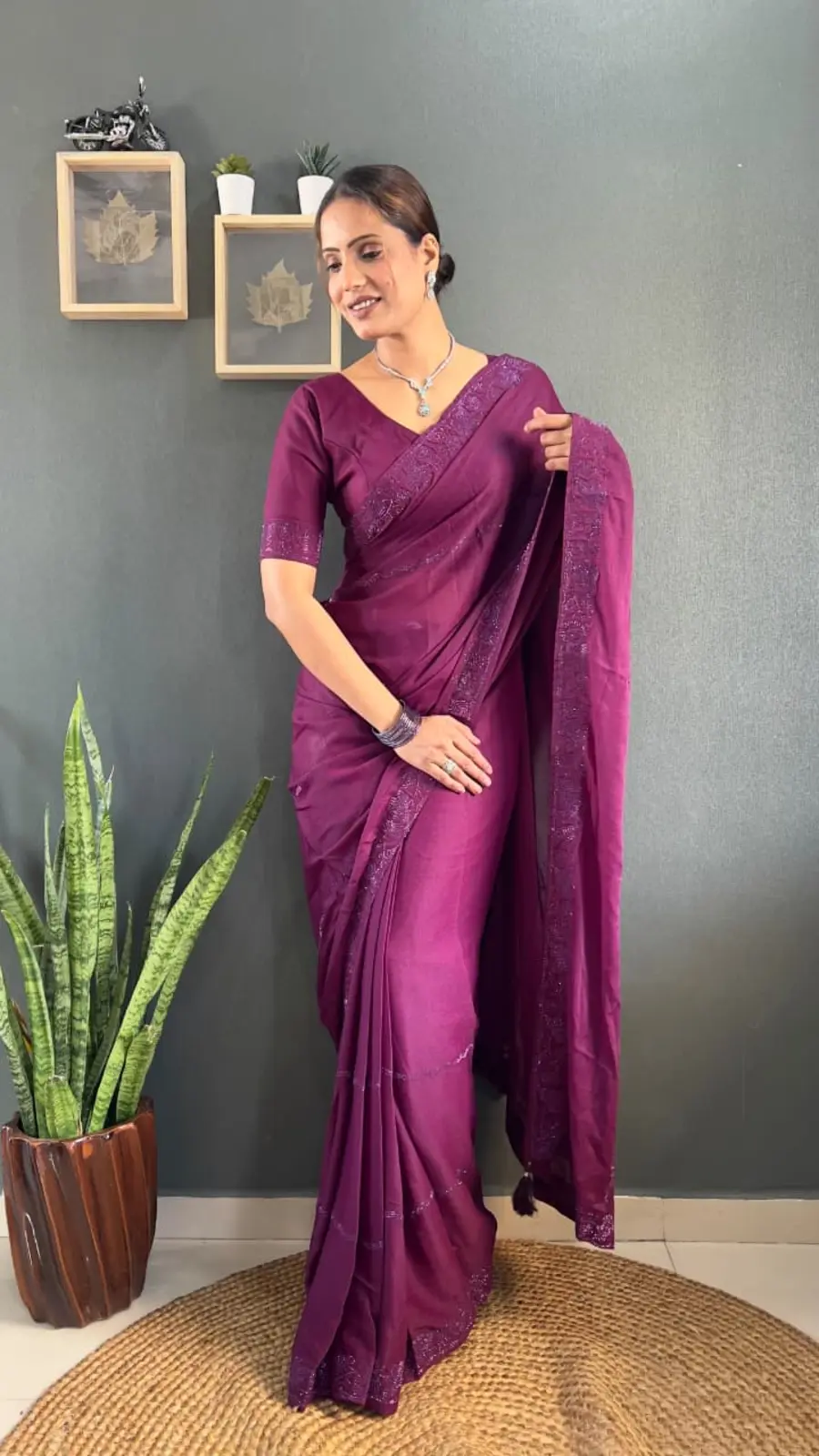 21FANCY GEORGETTE SILK TONE 2 TONE SWAROVSKI WORK READY TO WEAR SAREE DAILY WEAR WHOLESALE PRICE ETHNIC GARMENT (3)