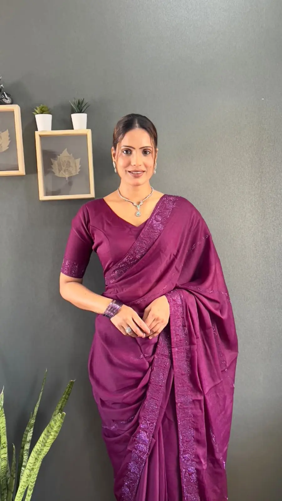 21FANCY GEORGETTE SILK TONE 2 TONE SWAROVSKI WORK READY TO WEAR SAREE DAILY WEAR WHOLESALE PRICE ETHNIC GARMENT (4)