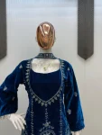 21FANCY VELVET SEQUENCE EMBROIDERY WORK TOP PALAZZO WITH DUPATTA WEDDING WEAR WHOLESALE PRICE ETHNIC GARMENT (2)