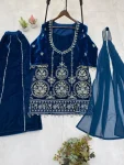 21FANCY VELVET SEQUENCE EMBROIDERY WORK TOP PALAZZO WITH DUPATTA WEDDING WEAR WHOLESALE PRICE ETHNIC GARMENT (2)