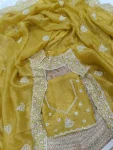 21RICH LOOK GOLD CRUSH COTTON THREAD EMBROIDERY WITH SEQUENCE WORK SAREE WITH UNSTITCHED BLOUSE WEDDING WEAR WHOLESALE PRICE ETHNIC GARMENT (18)