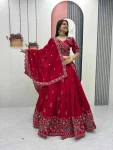 LATEST VICHITRA SILK EMBROIDERY THREAD & PIPE VAL WORK LEHENGA CHOLI WITH DUPATTA RANI