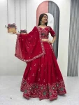 23LATEST VICHITRA SILK EMBROIDERY THREAD & PIPE VAL WORK LEHENGA CHOLI WITH DUPATTA WEDDING WEAR WHOLESALE PRICE ETHNIC GARMENT (16)