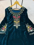 26DESIGNER VELVET SEQUENCE EMBROIDERY PATCH WORK KURTI PALAZZO PARTY WEAR WHOLESALE PRICE ETHNIC GARMENT (3)