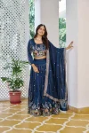 DESIGNER VICHITRA EMBROIDERY SEQUENCE & THREAD WORK LEHENGA CHOLI WITH DUPATTA BLUE