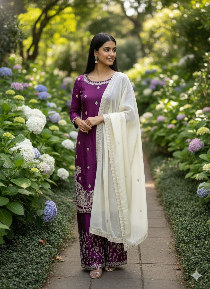 28DESIGNER GMY SILK EMBROIDERY SEQUENCE WORK TOP PALAZZO WITH DUPATTA FESTIVE WEAR WHOLESALE PRICE ETHNIC GARMENT (4)