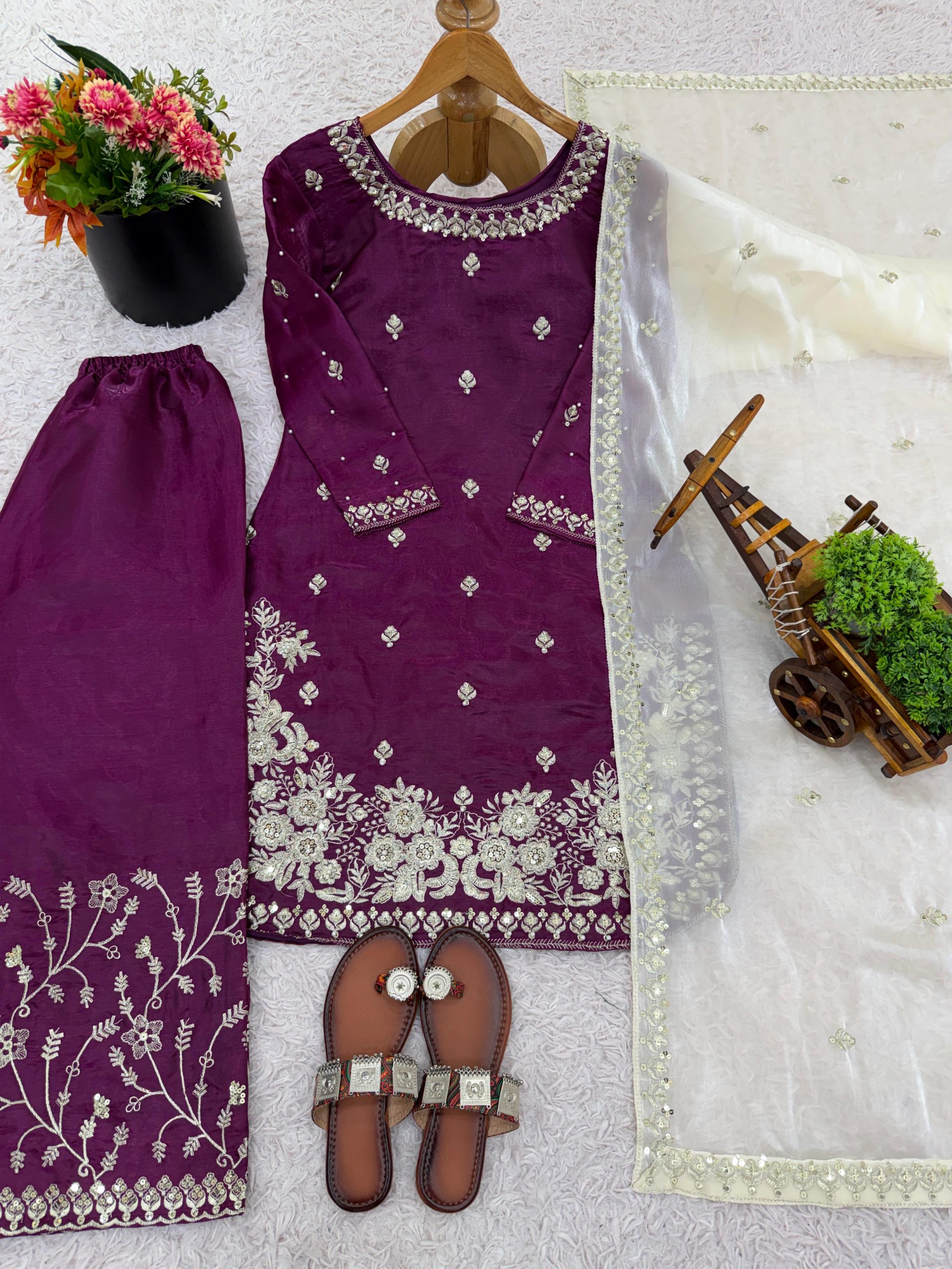 28DESIGNER GMY SILK EMBROIDERY SEQUENCE WORK TOP PALAZZO WITH DUPATTA FESTIVE WEAR WHOLESALE PRICE ETHNIC GARMENT (7)