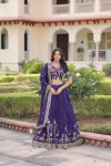 MODERN NC VICHITRA SILK SEQUENCE & ZARI EMBROIDERY WORK LEHENGA CHOLI WITH DUPATTA  PURPLE