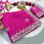 29DESIGNER GEORGETTE MULTI SEQUENCE WORK SAREE WITH UNSTITCHED BLOUSE WEDDING WEAR WHOLESALE PRICE ETHNIC GARMENT (7)